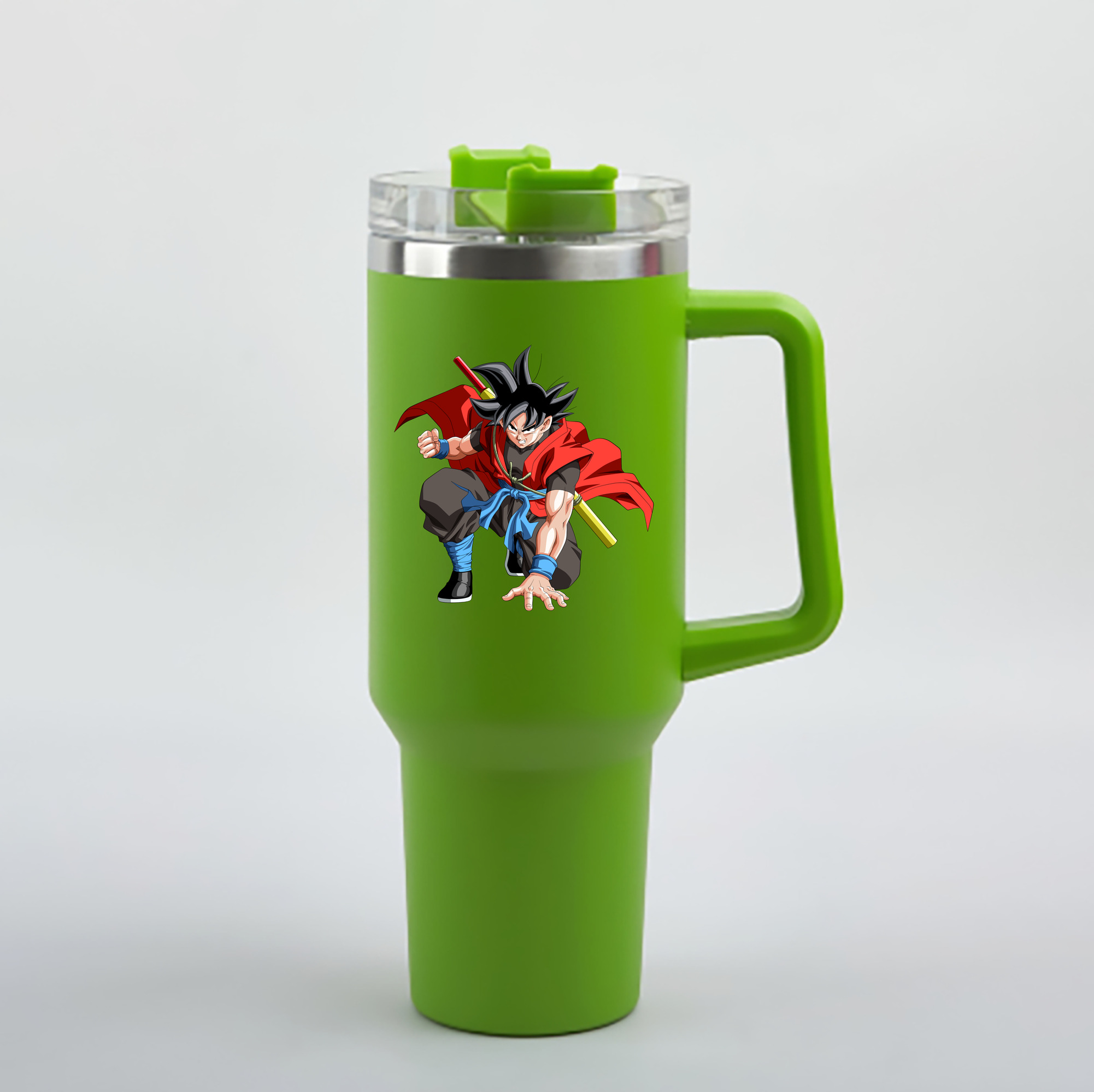 （画像用） ドラゴンボール 孫悟空（そん ごくう）Son Goku カカロット DRAGON BALL Kakarotto 1200mL車用タンブラー - クリスタルステッカー（プラスチックストロー付き）
